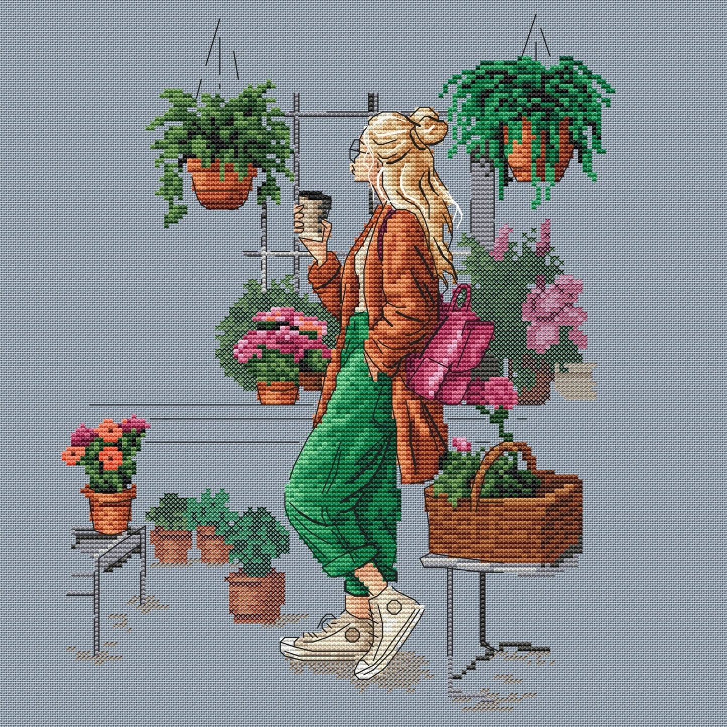 Pattern "Plants and coffee (blonde)"