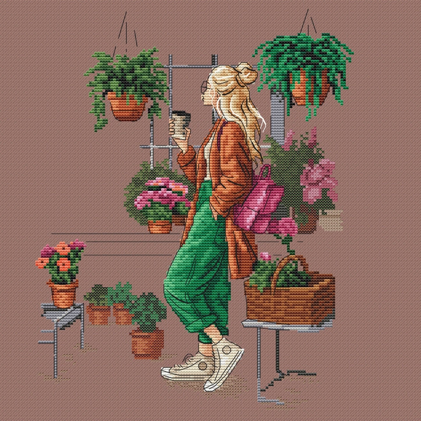 Pattern "Plants and coffee (blonde)"