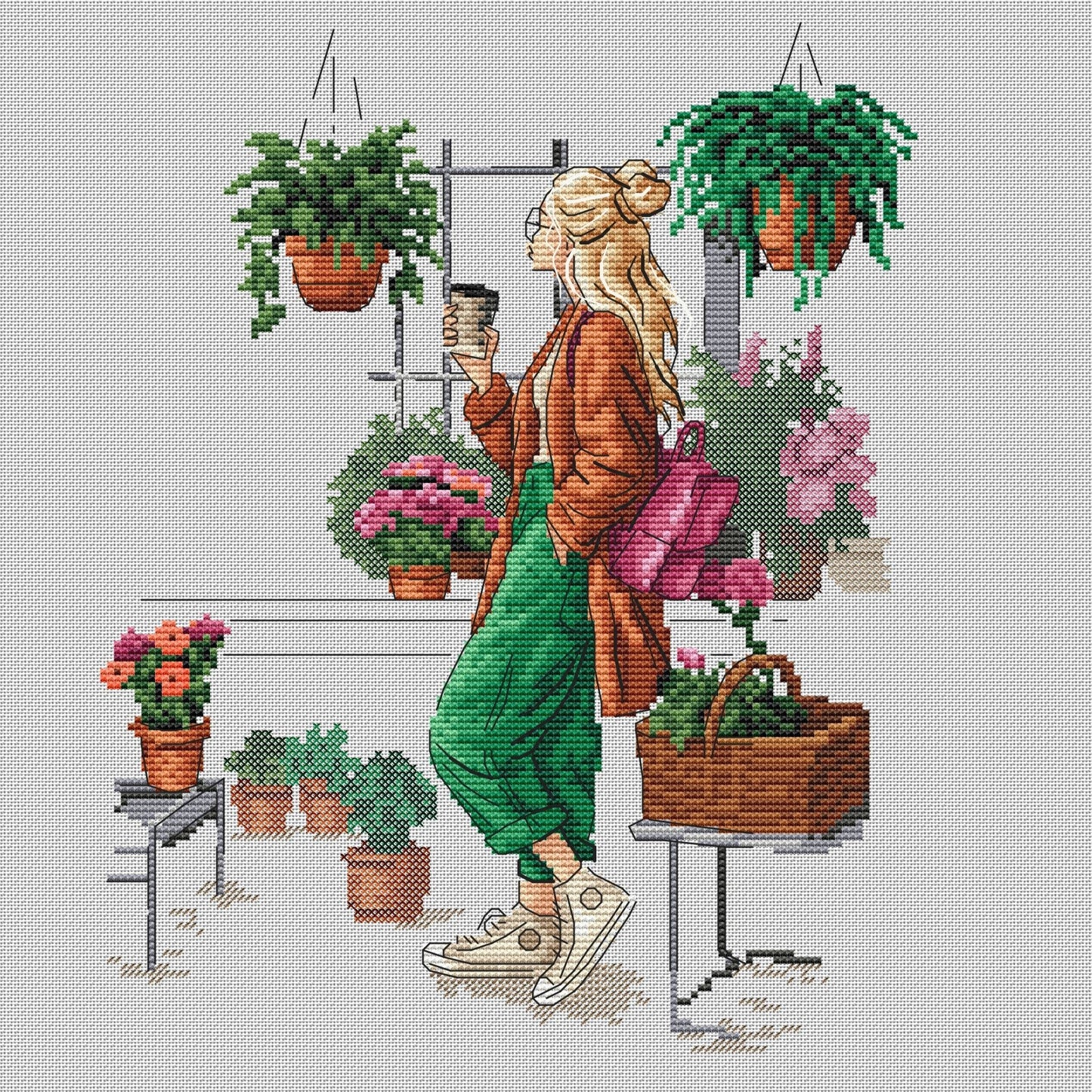 Pattern "Plants and coffee (blonde)"