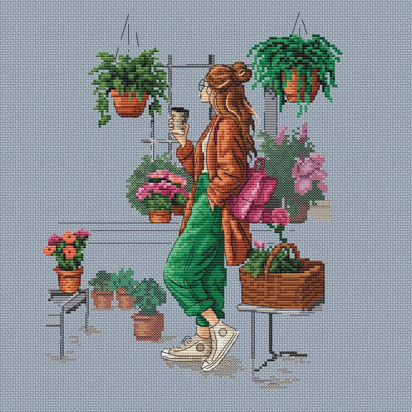 Pattern "Plants and coffee (brunette)"