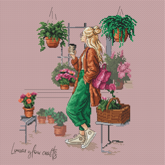 Pattern "Plants and coffee (blonde)"