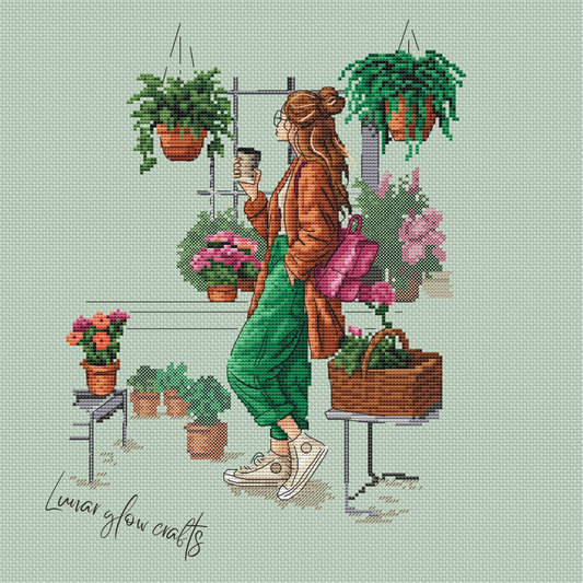 Pattern "Plants and coffee (brunette)"