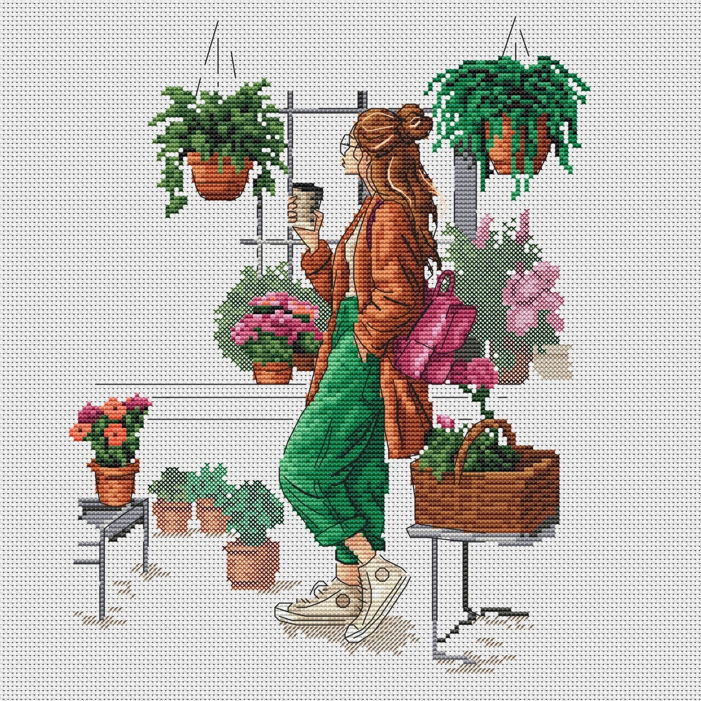 Pattern "Plants and coffee (brunette)"