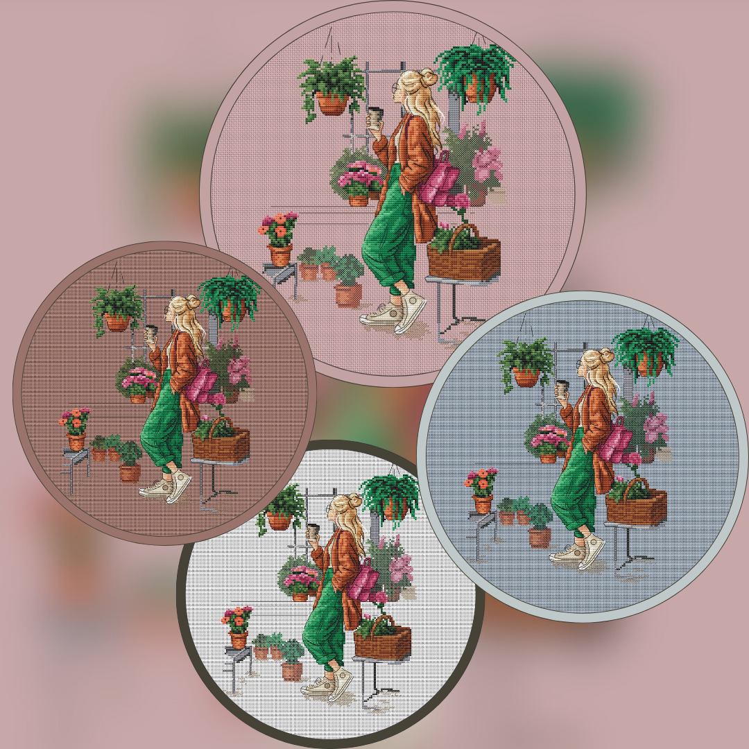 Pattern "Plants and coffee (blonde)"